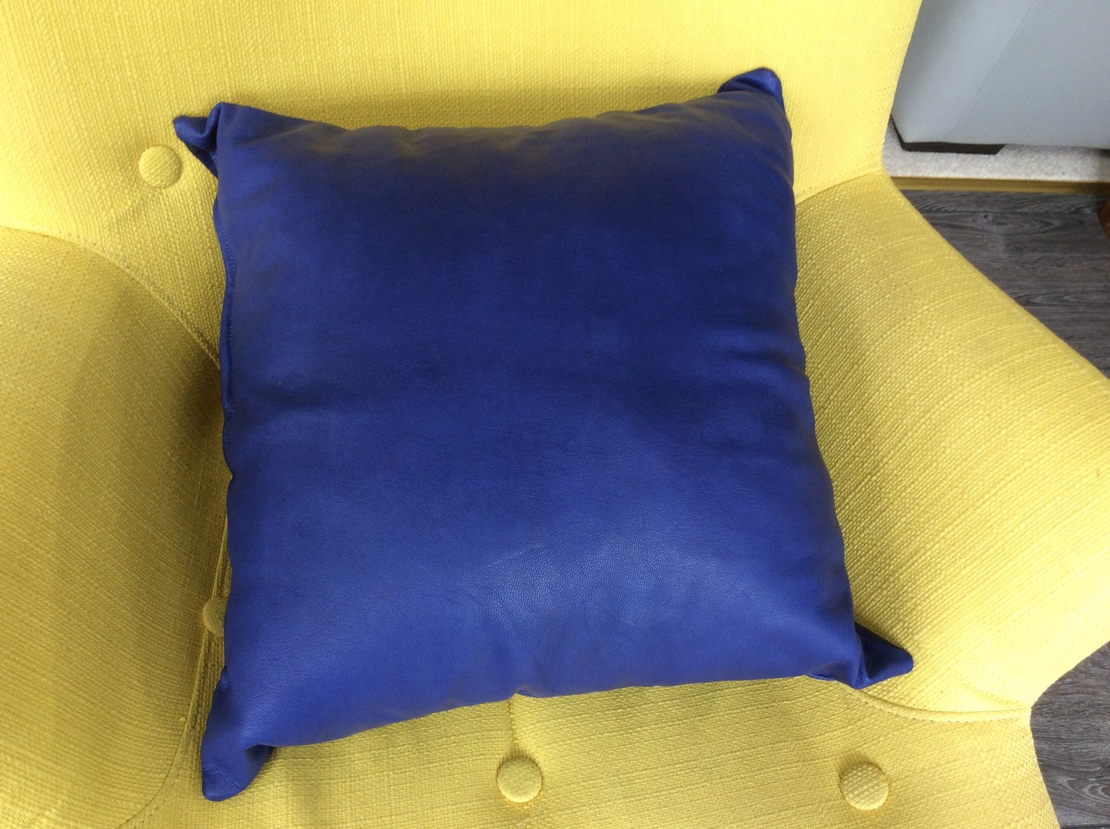 Luxurious Leather. Electric blue cushion. Etsy