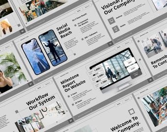 Plantilla de PowerPoint de marketing moderno / Diapositivas de presentación claras para planes de negocios, estrategias y proyectos creativos