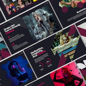 Modern PowerPoint Template | Dark Pitch Deck Slides | Editable Business Presentation & Portfolio PPTX