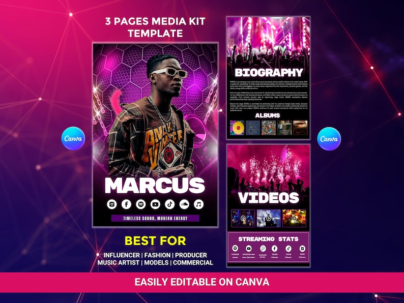 Media Form Singer Editable DJ Musician Media Kit Template | Artist Electronic Press Kit ...