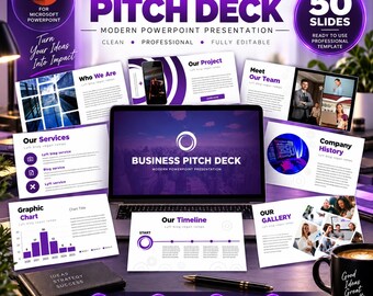 Minimalist PowerPoint Template, Business Presentation PPTX, Editable Pitch Deck, Startup Proposal, Corporate & Marketing Slides Deck, EPK