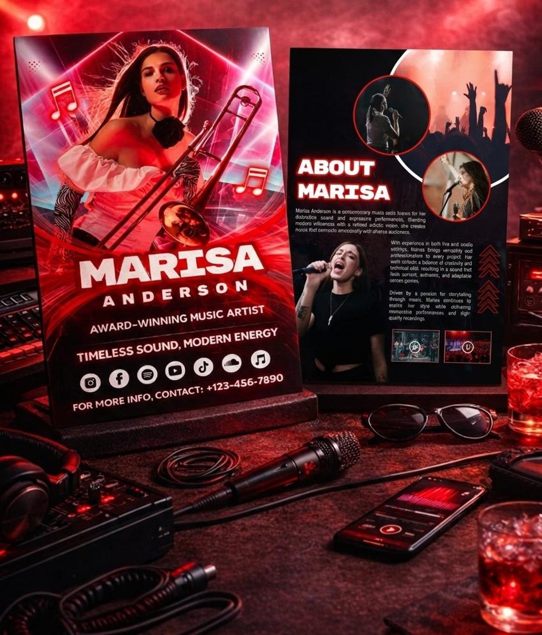 Singer Editable Fact File Template Editable Musician EPK Template Canva | Artist Electronic Press Kit (4 ...