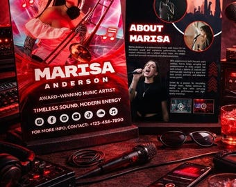 Editable Musician EPK Template Canva | Artist Electronic Press Kit (4 Page) | Music Artist Media Kit | Singer Songwriter Press Kit