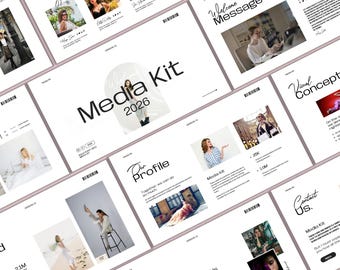 Influencer Media Kit PowerPoint Template | Brand Press Kit Pitch Deck | Marketing Kit for Personal Branding and Mixed Media Presentations