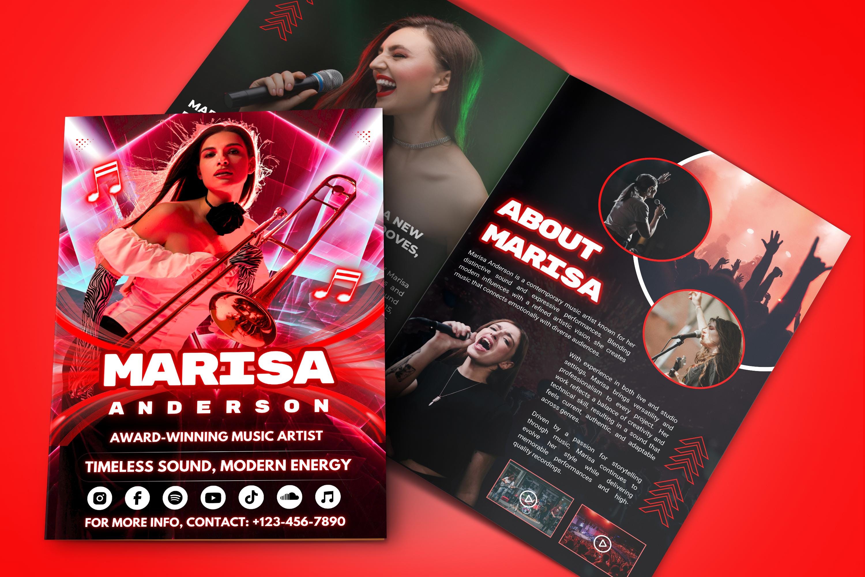 Singer Editable Fact File Template Editable Musician EPK Template Canva | Artist Electronic Press Kit (4 ...