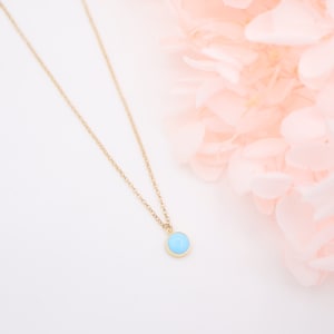 Dainty Turquoise Bezel Pendant Necklace, 14K Gold Filled, Elegant, Minimalist, Fashion, Party Jewelry, Birthday Gift For Her