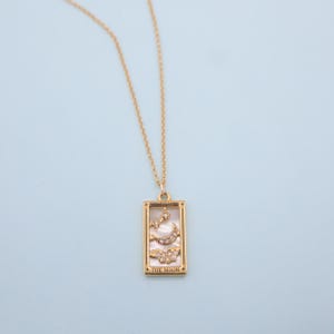 The Moon tarotkaartketting, 14K gold filled, mysticus van de kosmos, verjaardagssieraden, cadeau voor haar