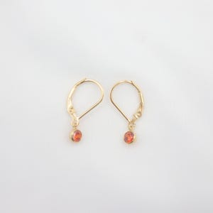 Tiny Reddish Orange Diamond Bezel Earrings, 14K Gold Filled, CZ Cubic Zirconia, Classic, Minimalist, Wedding, Bride, Bridesmaid Gift For Her