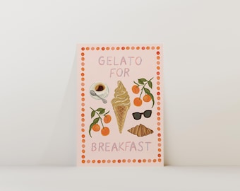 Sweet gelato for breakfast print - poster print geïnspireerd op reizen door Italië (ingelijst)