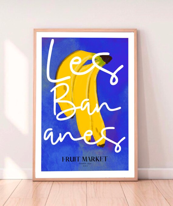 Les Bananes Print - A4 Prints | A3 Prints | A2 Prints Art – Illustrated by Weezy Fruit Market Print, Abstract Wall Art Design Print