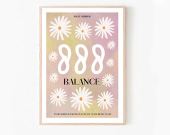 888 Angel Number Balance Art Print – Spiritual Wall Decor