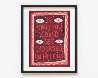 If only you could see yourself in my eyes Lyrics Print -  Illustrated by Weezy Print | House music | Techno music | Music Lyric Art