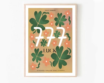 777 Angel Number Luck Print – Spiritual Numerology Art