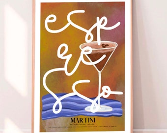 Espresso Martini Recipe Print – Illustrated Cocktail Art