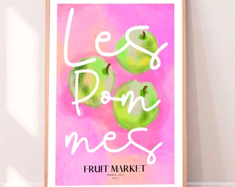Les Pommes Art Print – Abstract Fruit Market Design