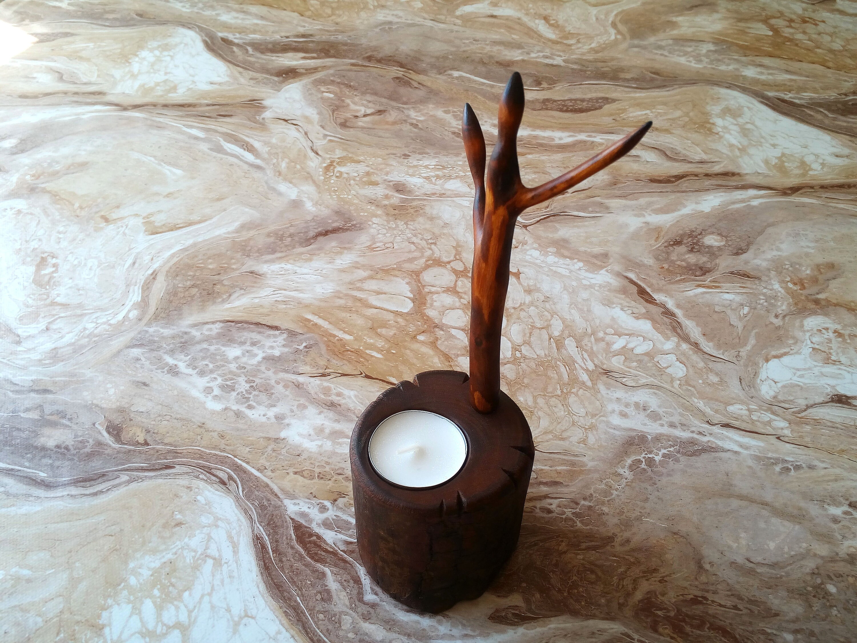 Tree Trunk Candle Holder Wooden TeaLight Candle Holder Etsy