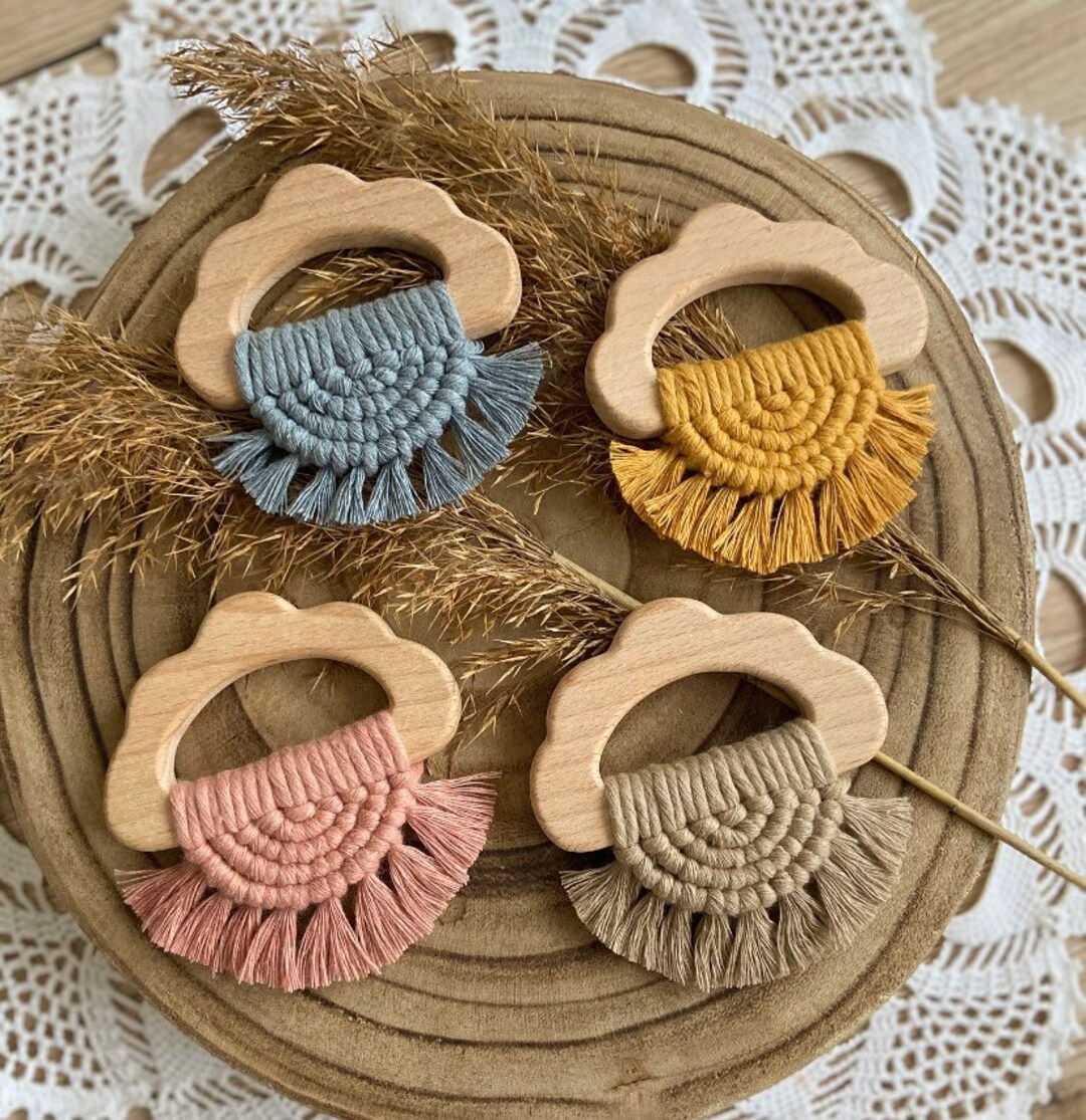 Makramee Greifling Bei ring Wolke Boho Baby Geschenk Geburt M dchen makramee-greifling-bei-ring-wolke-boho-baby-geschenk-geburt-m-dchen