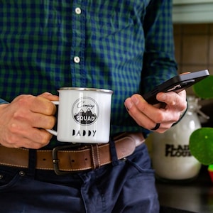 Personalised Camping Squad Enamel Mug, Adventure, Hiking Cup, Camping Gift