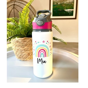 Personalised Rainbow Water Bottle, Rainbow Gift, Gifts for Her, Back to School