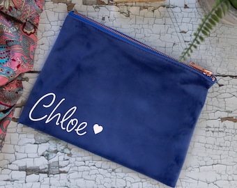 Personalised Velvet Make Up Bag, Cosmetic Bag, Bridesmaid Gift
