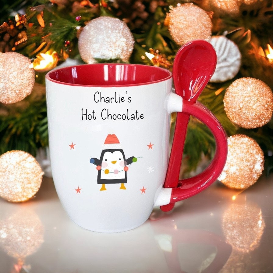 Personalised Hot Chocolate Mug & Spoon, Stocking Filler