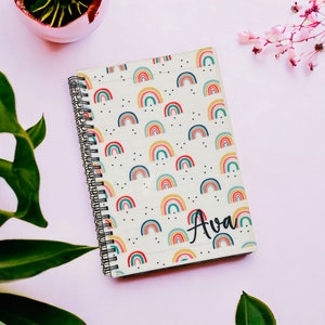Personalised Rainbow A5 Lined Notebook: Custom Notepad