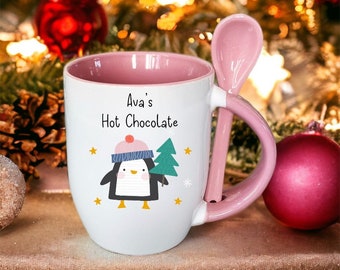 Personalised Hot Chocolate Mug & Spoon, Stocking Filler