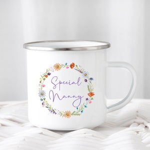 Personalised Floral Enamel Mug, Gardening Gift, Custom Enamel Mug, Gardening Present, Gift for Her