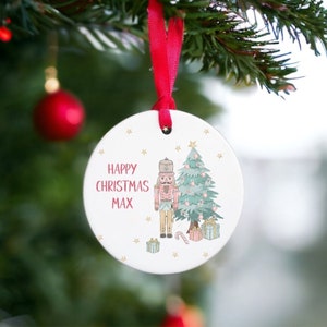 Personalised Nutcracker Christmas Bauble, Ceramic hanging bauble, christmas bauble, christmas decoration, personalised bauble