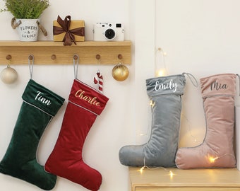 Personalised Luxury Velvet Christmas Stocking & Matching Dog Stocking