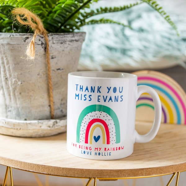 Personalised Rainbow Mug - Teacher Gift - Thank you Present