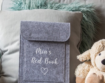 Personalised Felt Baby Record Book Cover, NHS Red Book Holder
