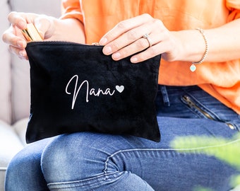 Velvet Make Up Bag for Her, Personalised Cosmetic Bag, Gift for Mum, Nana, Bridesmaid