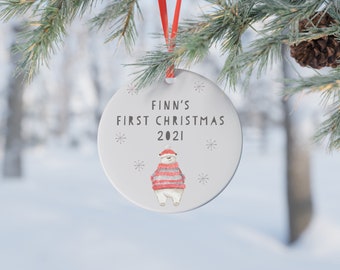 Baby First Christmas Bauble, Ceramic hanging bauble, first christmas bauble, christmas ornament, christmas decoration, personalised bauble