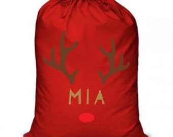 Large Personalised Red Christmas Santa Sack, Xmas Stocking, 72x50cm