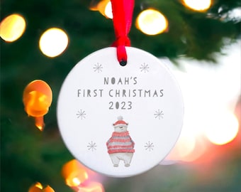 Baby First Christmas Bauble, Ceramic hanging bauble, first christmas bauble, christmas ornament, christmas decoration, personalised bauble