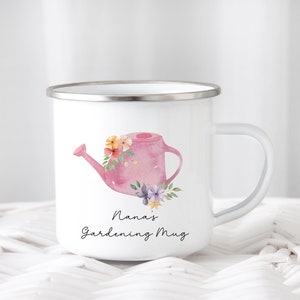 Personalised Gardening Enamel Mug, Gardening Gift