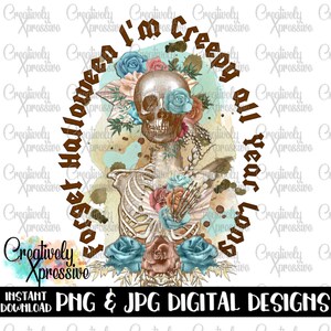 Floral Skull Sublimation Design: Creepy Grunge PNG (Digital Download)