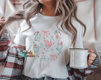 Preppy Christmas Drinks Png, Christmas Coquette Bow Png, Vintage Christmas Png, Classic Christmas Sublimation, Merry Christmas Shirt Design