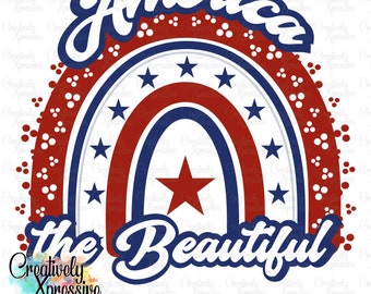 America the Beautiful PNG, Stars and Stripes PNG, Retro America PNG, 4th Of July Png, America Png, Patriotic Png, Sublimation Design