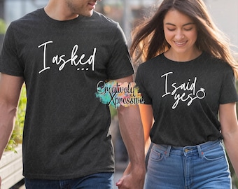 Fidanzamento PNG, Ho chiesto, ho detto sì PNG, Proposta di fidanzamento, Rivelazione del fidanzamento, Magliette per fidanzati, Regalo di fidanzamento, Futura sposa, Festa nuziale