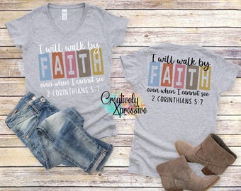 Boho Christian PNG, Jesus PNG Sublimation Design Walk By Faith Not By Sight Png Bible Verse Shirt, Religious Png Church Tshirt DTF Download