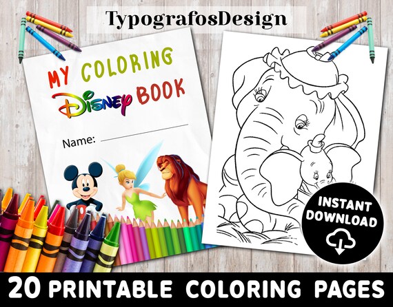 Download Disney 20 Coloring Pages For Kids Coloring Book Activity Etsy