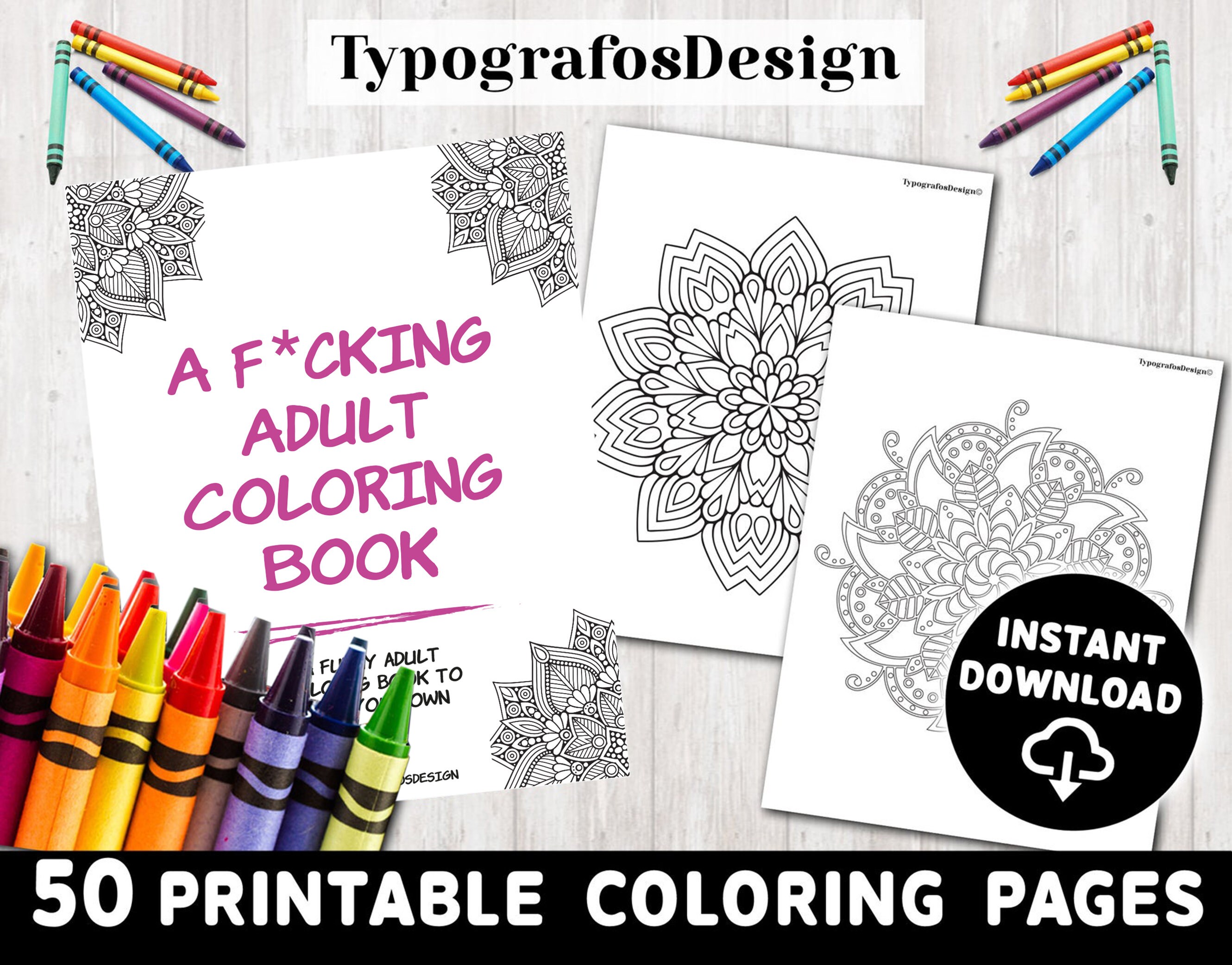 Download Adult Coloring Book Pdf Adults Pdf 50 Pages For Print Etsy