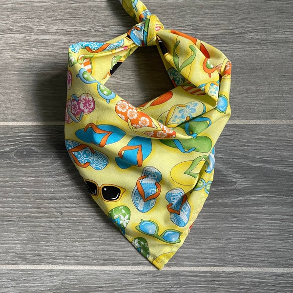 summer dog bandana, flip flop dog bandana, tie on dog bandana, cute bandana, summertime, spring dog bandana