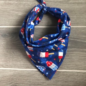 Patriotic popsicle, patriotic dog bandana, 4th of july bandana, red white and blue, tie on dog bandana, cute dog bandana