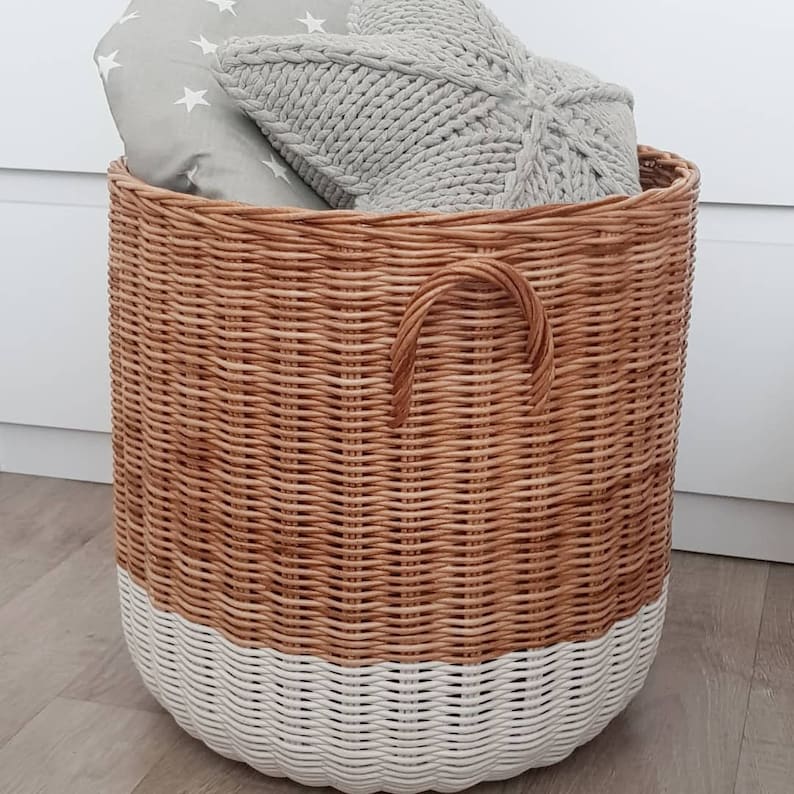 Wicker Toy Basket Wicker Storage Basket Boho Wicker Basket Etsy