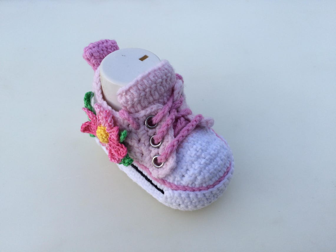 Handmade Crochet Baby Girl Shoes – Red & Cream Soft Sole Booties