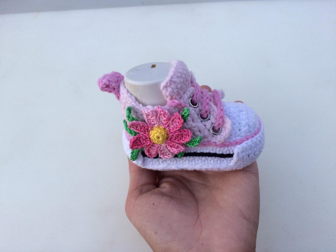 Handmade Crochet Baby Girl Shoes – Red & Cream Soft Sole Booties main image 1