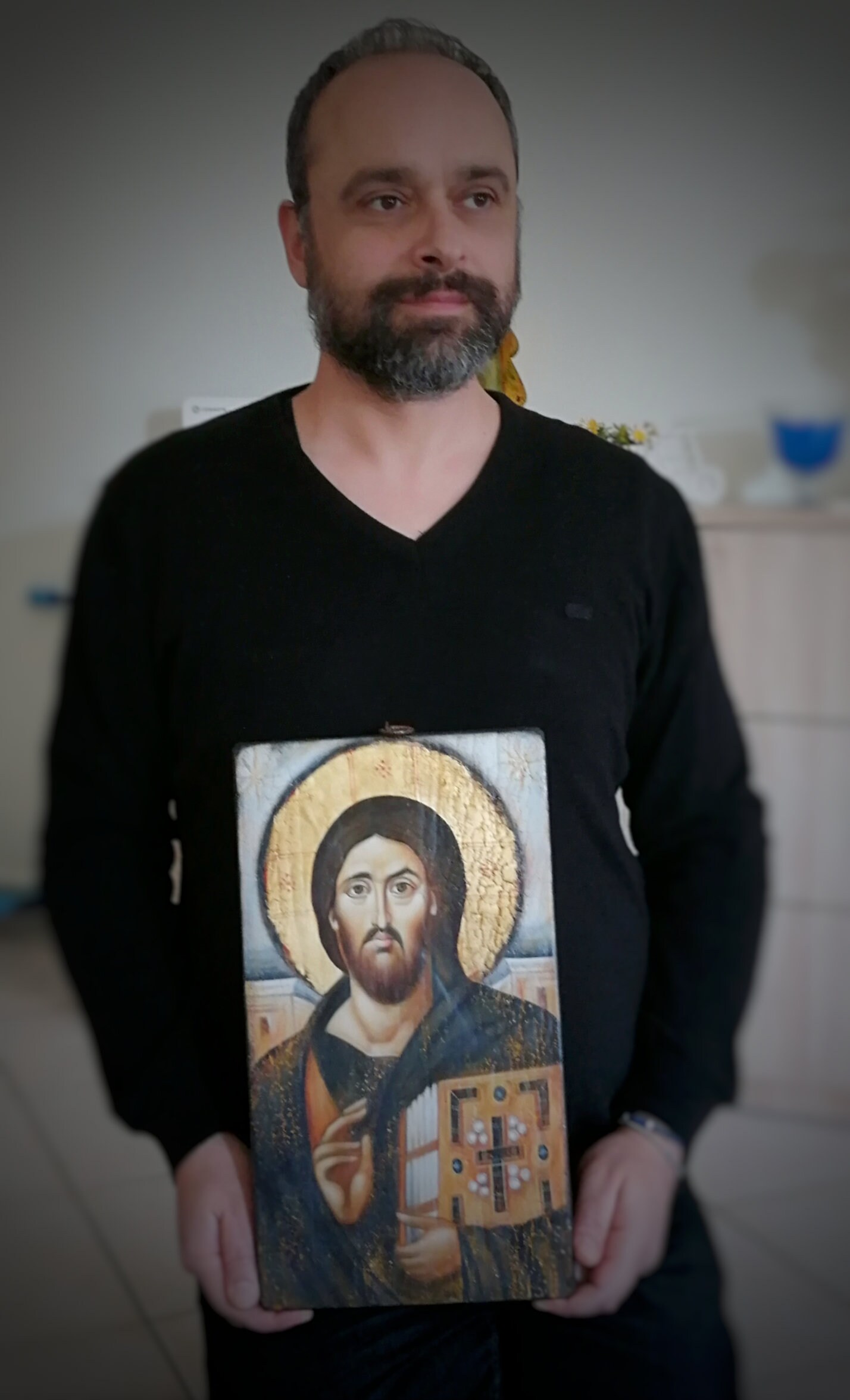 手描きのイエス・キリスト全能者像イコン：シナイ修道院様式（23